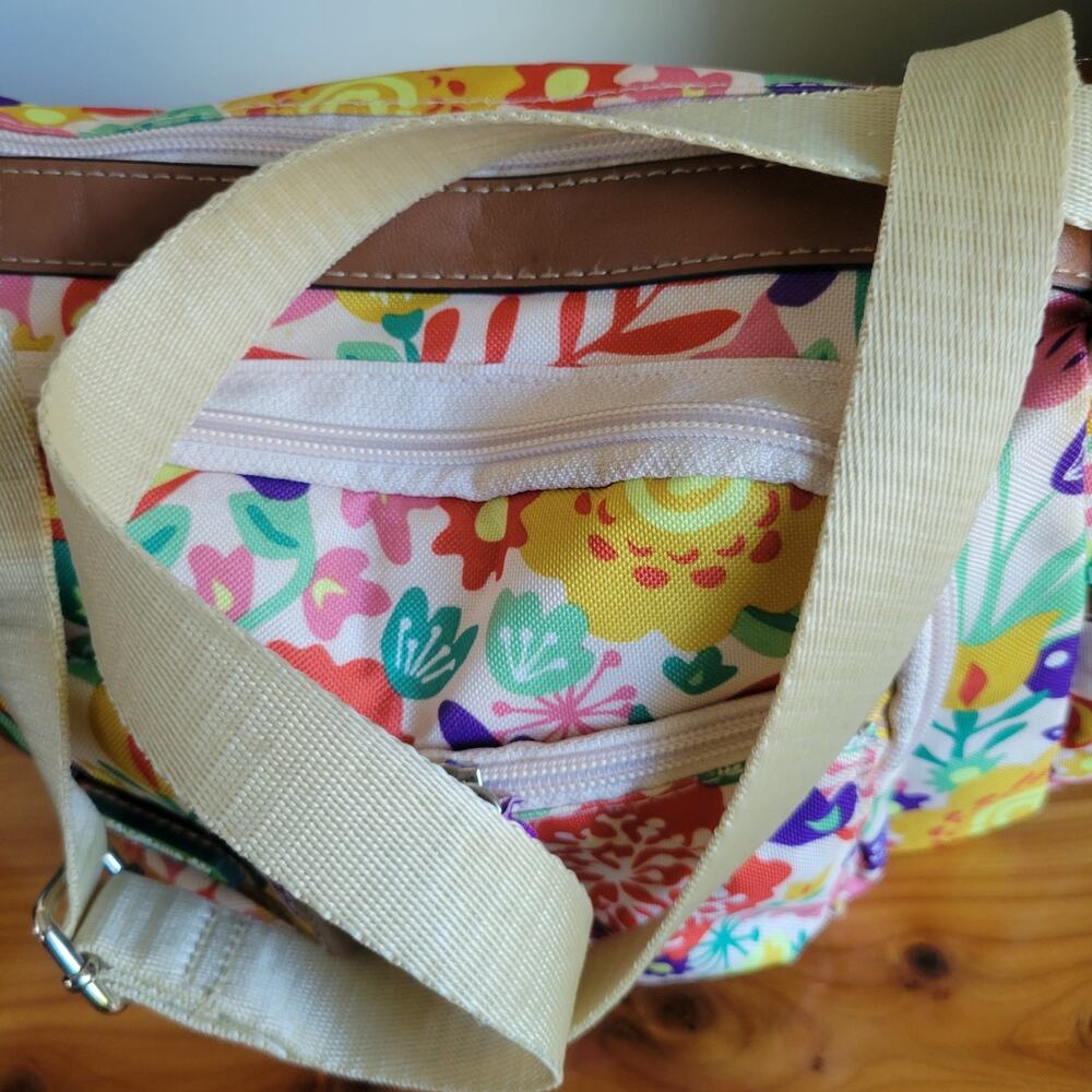 Lily Bloom Shoulder Bag Floral Bird Print Recycled Eco Friendly Pockets - Picture 9 of 10